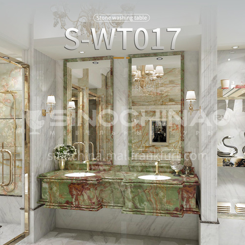Classical European style bathroom marble sink wall-mounted sink natural marble custom combination light luxury wall-mounted marble sink S-WT017     